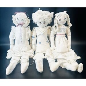 VTG Sunset Candlewick Rag Dolls Designed by Lorna McRoden Lot Of 3 17"